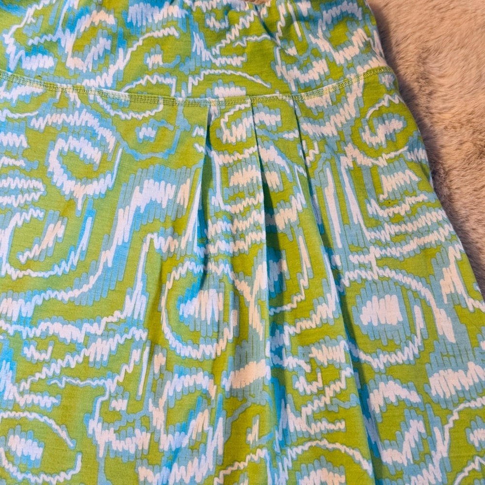 Title Nine Breeze Skirt Knit Stretches Lime Green Blue White Sporty Casual 4 6 S - Picture 2 of 8